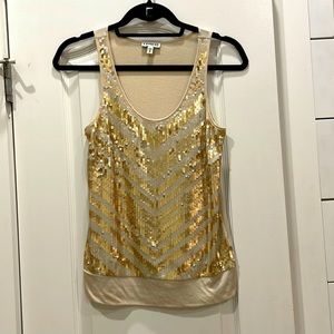 Express Gold Sequin Tank Top